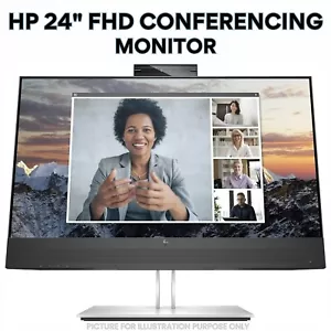 HP E24m G4 24" in FHD IPS Conferencing Business Monitor Adjustable Webcam Tilt - Picture 1 of 18