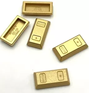Lego 5 New Metallic Gold Minifig Utensil Ingot Bars Pirate Treasure Money Parts - Picture 1 of 1