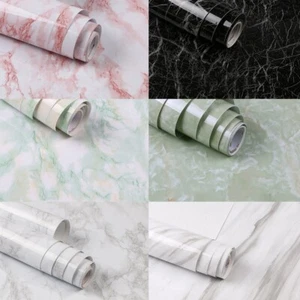 Self Adhesive Wall Sticker Kitchen Cabinet Waterproof Oil Proof Marble Wallpaper - Picture 1 of 18