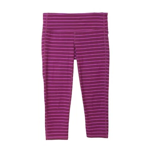 ATHLETA Chaturanga Crop Leggings S Mid Rise Parallel Striped Purple EUC B55 - Picture 1 of 5