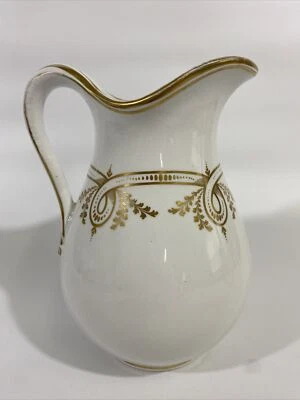 "Jarra antigua francesa Haviland pintada blanca dorada 7,5""" Foto 1 de 4