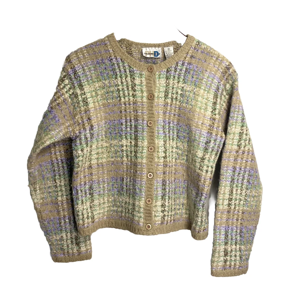 Suéter de lana tejido a rayas colorido diseño Paul Harris vintage pequeño para mujer Foto 1 de 3