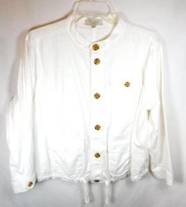 Talbot Petite Women's White Light Weight Short Jacket Draw String Waist Sz XL - Picture 1 of 3