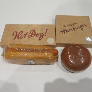 Vintage Hand Painted Austria Hamburger & Hotdog Food Art Castile Soap lot of 2 - Picture 1 of 12