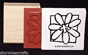 Flower Blossom Rubber Stamp Single Floral in Frame Stampin Up Jumbo Incentive I - Picture 1 of 2