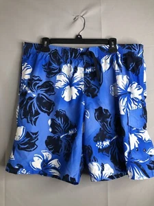 Speedo Swim Trunks Mens Size L Blue Floral Lined Board Shorts Hawaiian - Picture 1 of 15
