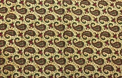 Reproduction Print Fabric 1850-1870 for Moda Red Green on Tan OOP 35 Inches - Image 1 of 3