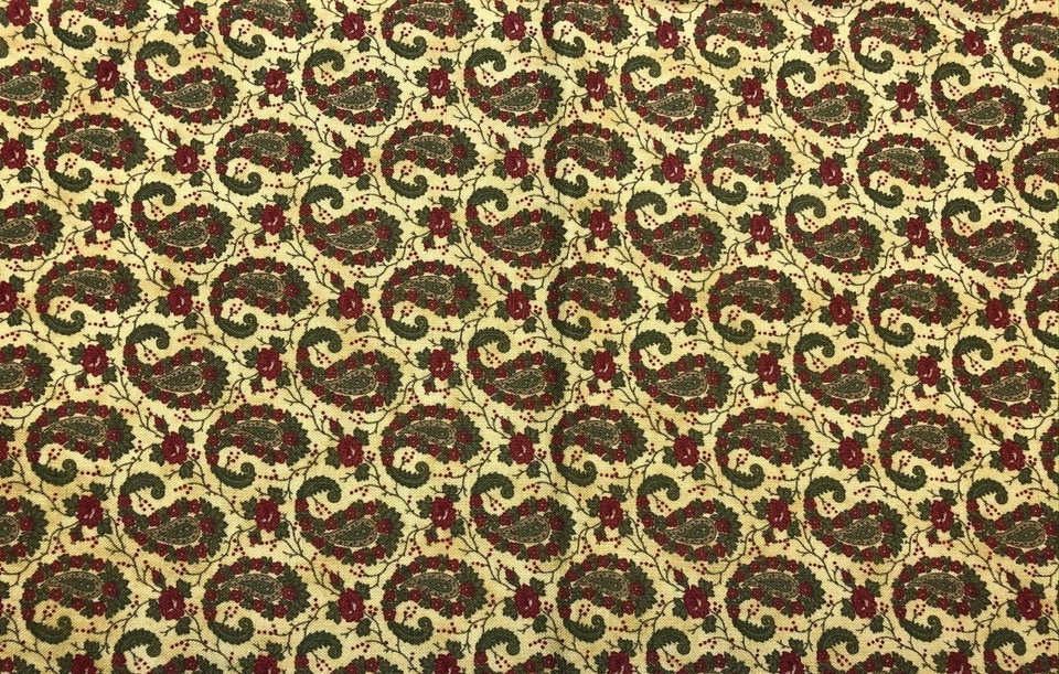 Reproduction Print Fabric 1850-1870 for Moda Red Green on Tan OOP 35 Inches - Image 1 of 3