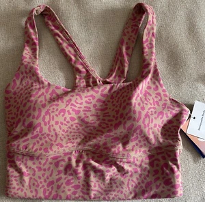 NUEVO CON ETIQUETAS ~ JL Joylab talla XS Rosa Leopardo Cuello Cuadrado Recortado Camiseta sin mangas Sujetador deportivo kk63 - Imagen 1 de 5