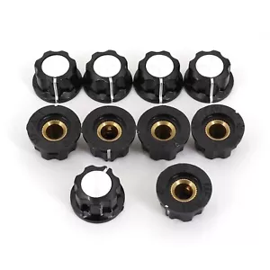 10Pcs Black 16mm Top Rotary Control Turning Potentiometer Knob Hole Dia 6mm - Picture 1 of 5