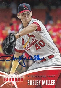 SHELBY MILLER ST LOUIS CARDINALS SIGNED CARD MILWAUKEE BREWERS RANGERS BRAVES - Picture 1 of 1
