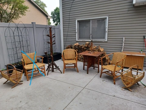 Antique Adirondack camp Old Hickory furniture wheelbarrow daybeds lamps tables Cover