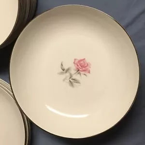 Set of 4;Japan Sharon, Fruit Bowls Pattern Pink Rose,Gray Leaves,Plat Trim,EUC - Picture 1 of 3