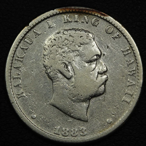 1883 Kingdom of Hawaii King KaIakaua Silver Quarter - Cleaned Cover