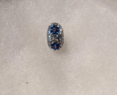 Nuevo Pandora Blanco y Azul/Rosa Decoración Floral Estrás Cuentas - ¡¡HERMOSO!!! Foto 1 de 3