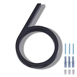 5 Inch Floating House Number 6 Black Metal Modern Outdoor Address Sign for Ya... - Picture 1 of 7