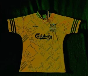 Liverpool Original 1994-1996 gelbes DRITTES Trikot RAR Kinder 30-32 Adidas Carlsberg - Bild 1 von 5