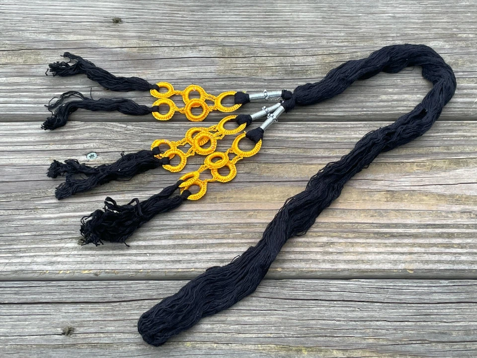 头发 Paranda 黑色/黄色头发配件编织传统手工 Parandi — 第 1/4 张图片