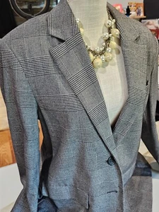Zara Basic Gray Plaid Jacket Blazer Size M - Picture 1 of 4