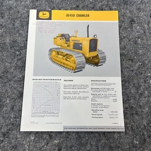 Vintage John Deere JD450 Crawler una pagina scheda tecnica rivenditore brochure OEM - Foto 1 di 2