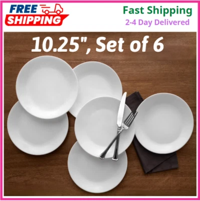 Corelle Classic Winter Frost White, 6 Piece, 10.25" Dinner Plate Set
