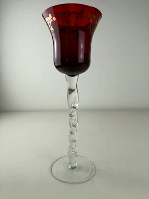 Weinglas Römerglas Glas Crystalex Bohemia Rot Gold Handgeschliffen - Bild 1 von 4