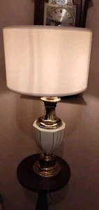 Vintage StiffleRibbed Almond EnamelPrimarily Solid Brass Midcentury LampGREATcon - Picture 1 of 12