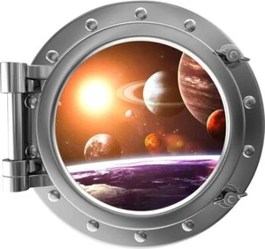 PortScape Solarsystem #3 Space Bullauge Fenster Wandtattoo Vinyl Wandaufkleber - Bild 1 von 4
