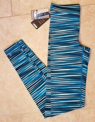 Nuevo Champion Performance Mujer Calzas Ajustadas Rayas Azul Teal Yoga DuoFold XS Foto 1 de 4