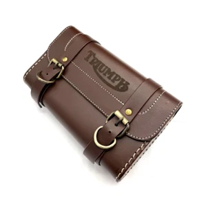 TRIUMPH RECTANGULAR TOOL ROLL - GENUINE BROWN LEATHER - UK SUPPLIED - Picture 1 of 6