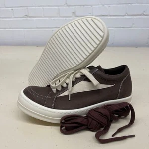 RICK OWENS Scarpe Pelle Low Top Sneaker Women's Size US 6 Brown - Picture 1 of 7