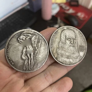 Leonardo da Vinci Silver Plated 1452-1519 Coin Decoration Gift Commemorative - Picture 1 of 11