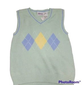 NEU Blueberi Boulevard Pullover Weste Argyle Kinder Größe 4 neuwertig grün Baumwolle Ostern - Bild 1 von 5