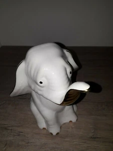 Weißer Elefant ca. 14 x 10 cm Keramik und goldfarben Deko Figur - Bild 1 von 6