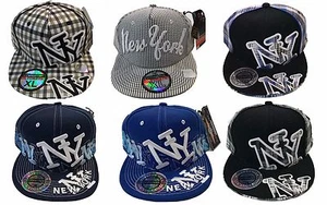 Gorra de béisbol New York NY Flat Bill ajustado cadera pop - Imagen 1 de 11
