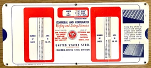 1954 UNITED STATES STEEL cardboard slide rule STORMSEAL & CORRUGATED ESTIMATOR - Picture 1 of 2