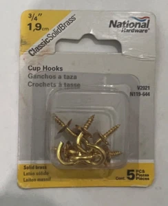 National Hardware Cup Hooks in Solid Brass 3/4" V2021 N119-644 - Picture 1 of 1