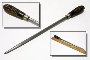 Big Vintage Carniceros Afilador Acero con Mango de Madera Nichols Bros 19 Pulgadas - Imagen 1 de 3