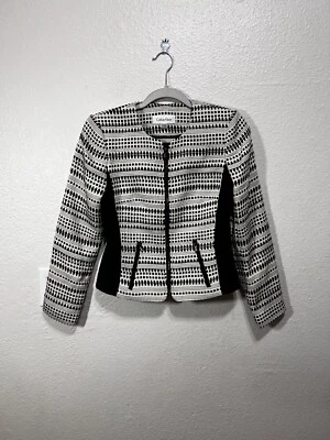Chaqueta Calvin Klein Cremallera Completa Negra Blanca Manga Larga Forrada Mujer Talla 0 Foto 1 de 4