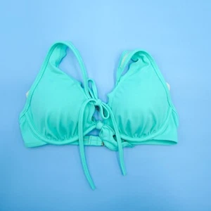 Top bikini Victorias Secret blu 32C imbottiture rimovibili cravatta push-up con ferretto nuovo - Foto 1 di 7