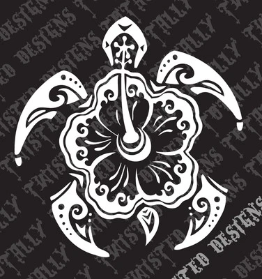  Гавайская черепаха цветок автомобиля грузовик виниловая наклейка стикер hawaii kona гибискус милый - Изображение 1 из 2