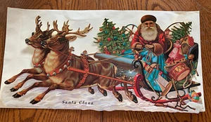 Vintage 1985 Merrimack Santa Claus Sled Hanging Greeting Card Die Cut 14” - Picture 1 of 8