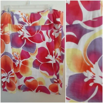 Falda NY & Co Rosa Blanca Floral Tropical Forrada Talla 12 33 En Cintura Foto 1 de 4