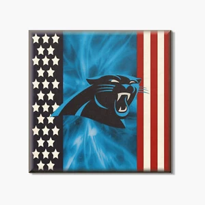 Montaña rusa cuadrada de madera Carolina Panthers NFL Flag de 4"" X 4"" - Imagen 1 de 3