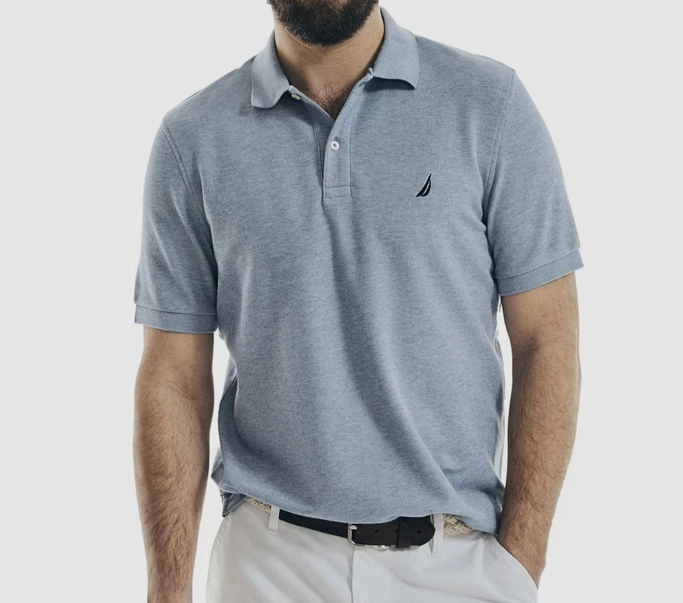 Nautica Men's Blue Sustainably Crafted Short-Sleeve Deck Polo Shirt Size S