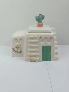 Vintage Treasure Craft Aztec Pueblo Mesa Southwestern Adobe Cactus Cookie Jar - Picture 1 of 8
