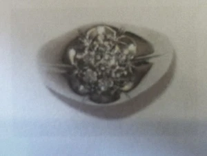 Men's 14K White Gold and Seven Diamond Cluster Ring sz 10 - Picture 1 of 3