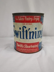 Lata Swiftning vintage de 6" de 3 libras. Receta Swift's Shortening "Make Your Own" - Imagen 1 de 8