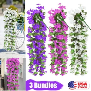 3x Artificial Flower Vine Ratta Hanging Garland Wisteria Flowers Wedding Decor - Foto 1 di 9