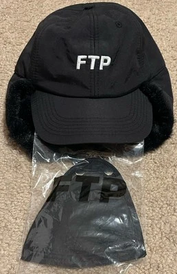 Nuevo con etiquetas Fuckthepopulation FTP Earflap Logo 6 paneles (negro) talla L/XL ¡ENVÍO GRATUITO! Foto 1 de 4